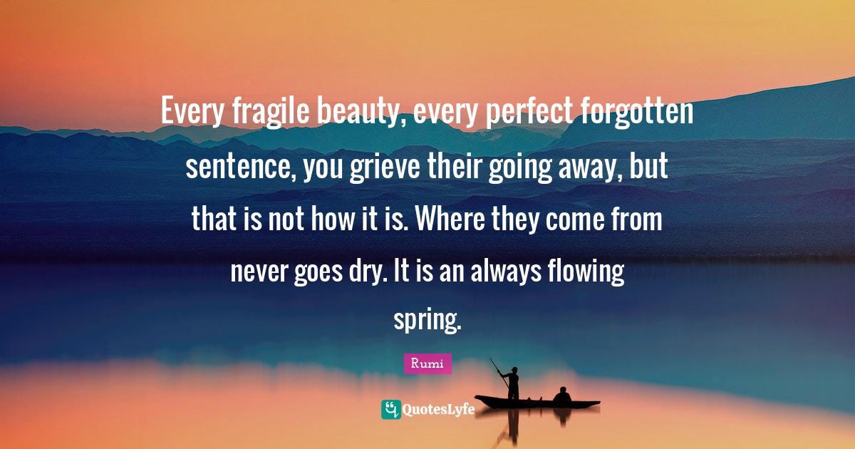 Every fragile beauty, every perfect sentence, you grieve the