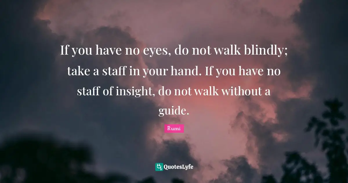 If you have no eyes, do not walk blindly; take a staff in your hand. If you have no staff of insight, do not walk without a guide.