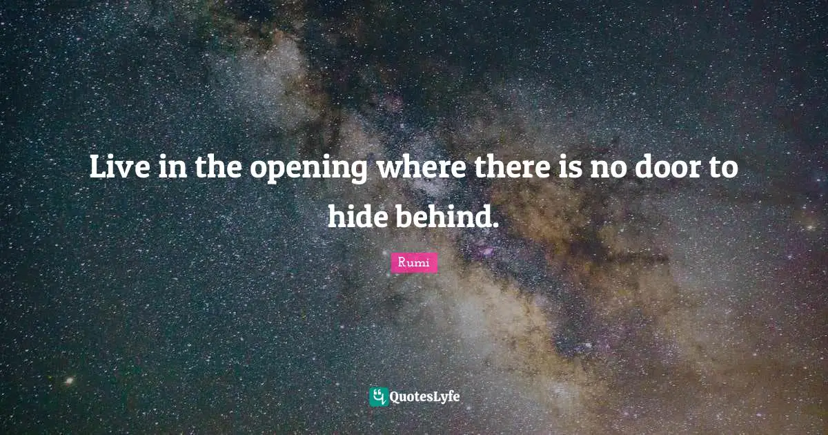 Opening Doors Quotes: "Live in the opening where there is no door to hide behind."
