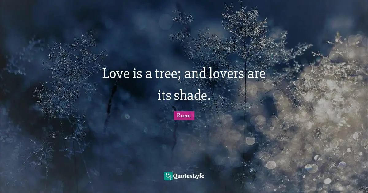 Love is a tree; and lovers are its shade.