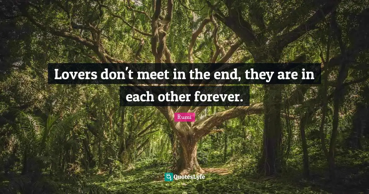Lovers don't meet in the end, they are in each other forever.