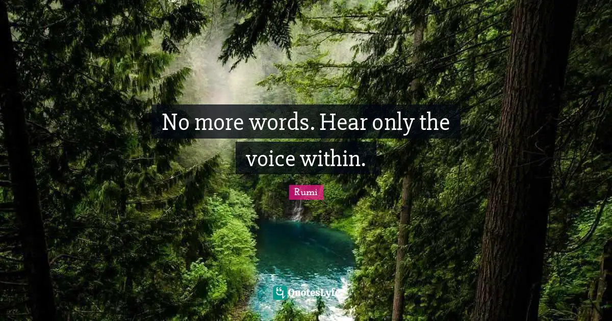 No more words. Hear only the voice within.