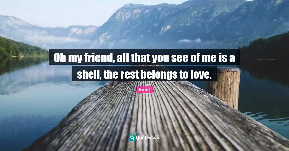 Oh my friend, all that you see of me is a shell, the rest belongs to love.