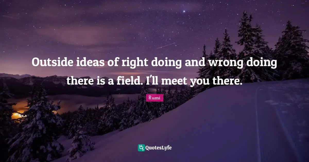 Outside ideas of right doing and wrong doing there is a field. I'll meet you there.