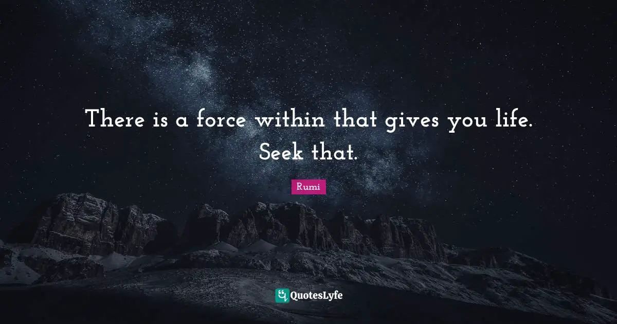 There is a force within that gives you life. Seek that.