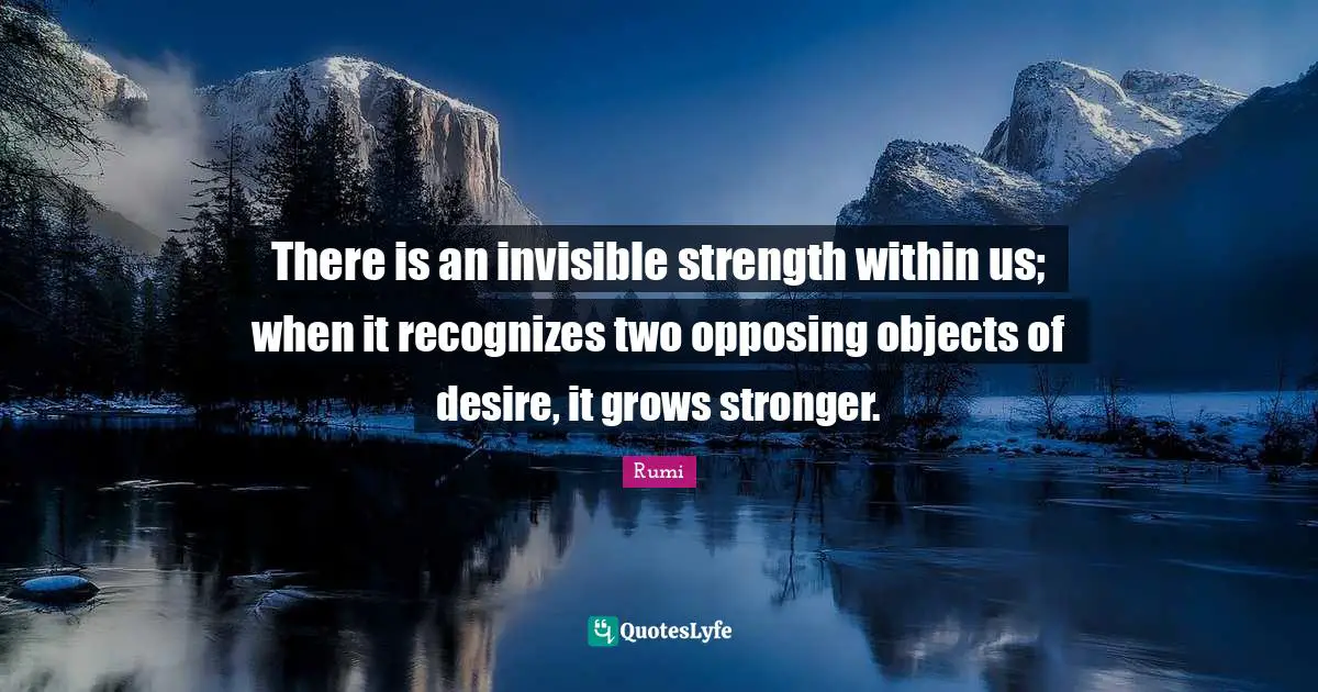 There is an invisible strength within us; when it recognizes two opposing objects of desire, it grows stronger.