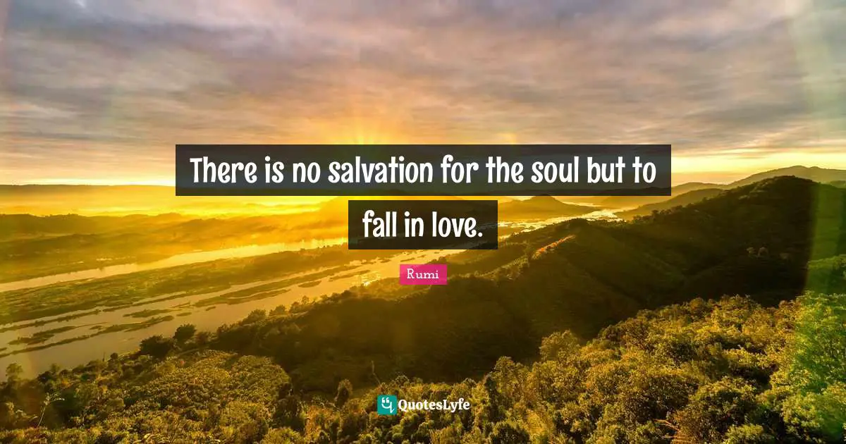 There is no salvation for the soul but to fall in love.