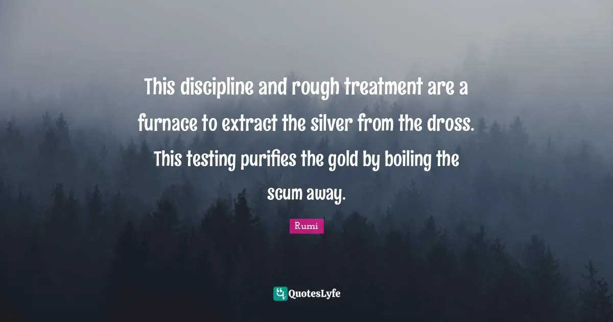 This discipline and rough treatment are a furnace to extract the silver from the dross. This testing purifies the gold by boiling the scum away.