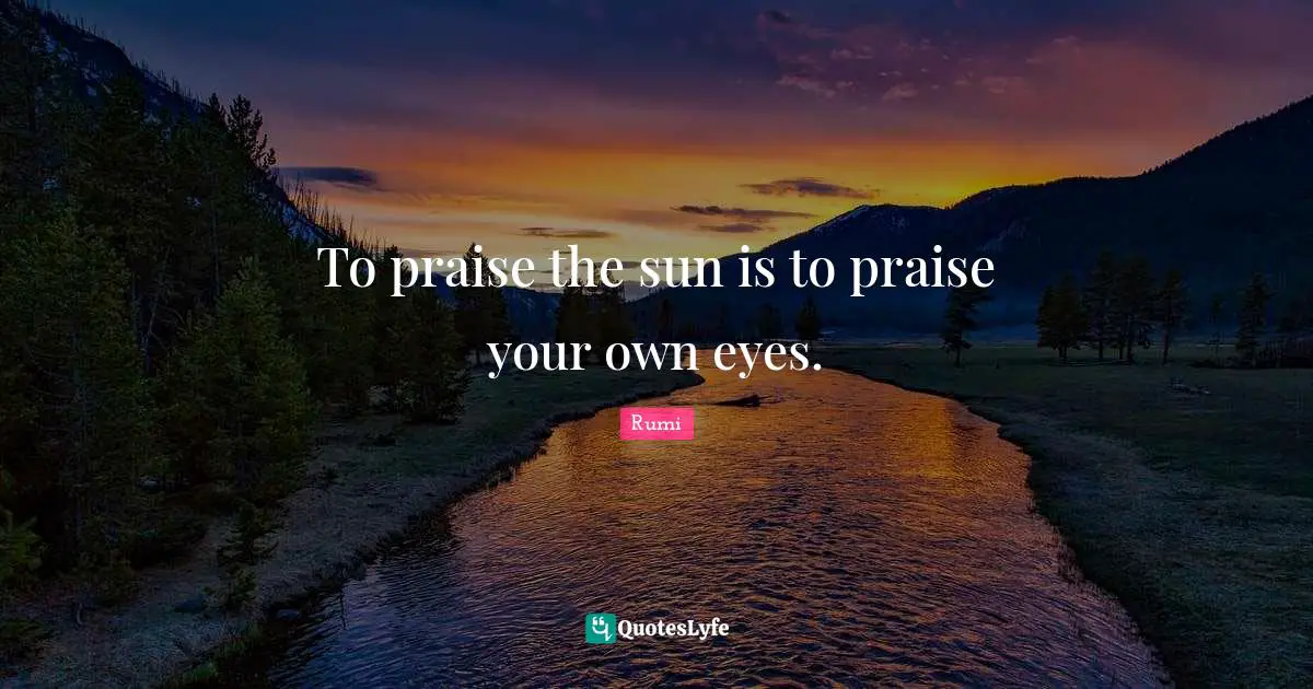 To praise the sun is to praise your own eyes.