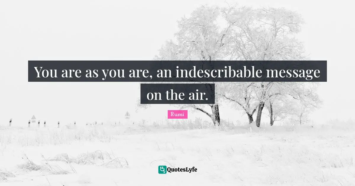 You are as you are, an indescribable message on the air.
