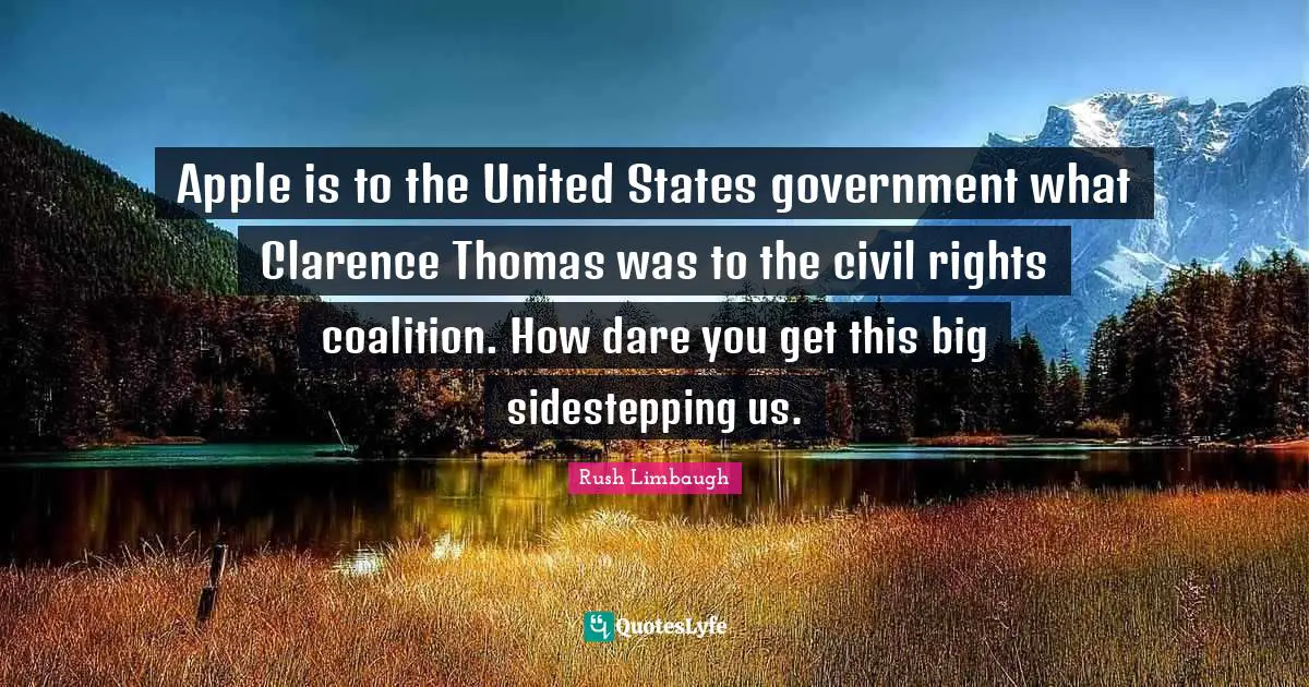 Apple is to the United States government what Clarence Thomas was to the civil rights coalition. How dare you get this big sidestepping us.