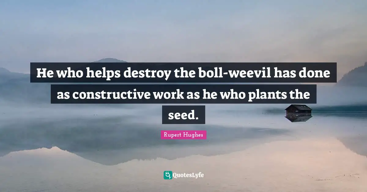 He who helps destroy the boll-weevil has done as constructive work as he who plants the seed.