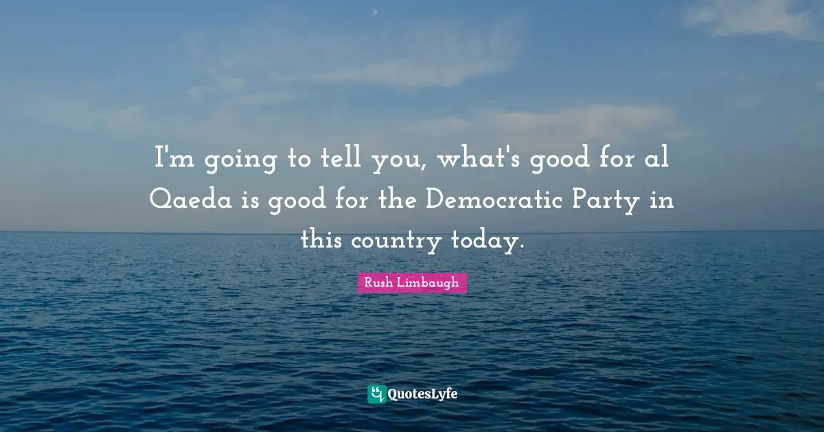 Al Qaeda Quotes: "I'm going to tell you, what's good for al Qaeda is good for the Democratic Party in this country today."
