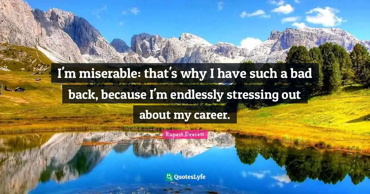 I'm miserable: that's why I have such a bad back, because I'm endlessly stressing out about my career.