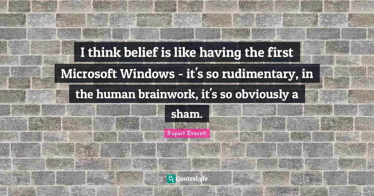 I think belief is like having the first Microsoft Windows - it's so rudimentary, in the human brainwork, it's so obviously a sham.