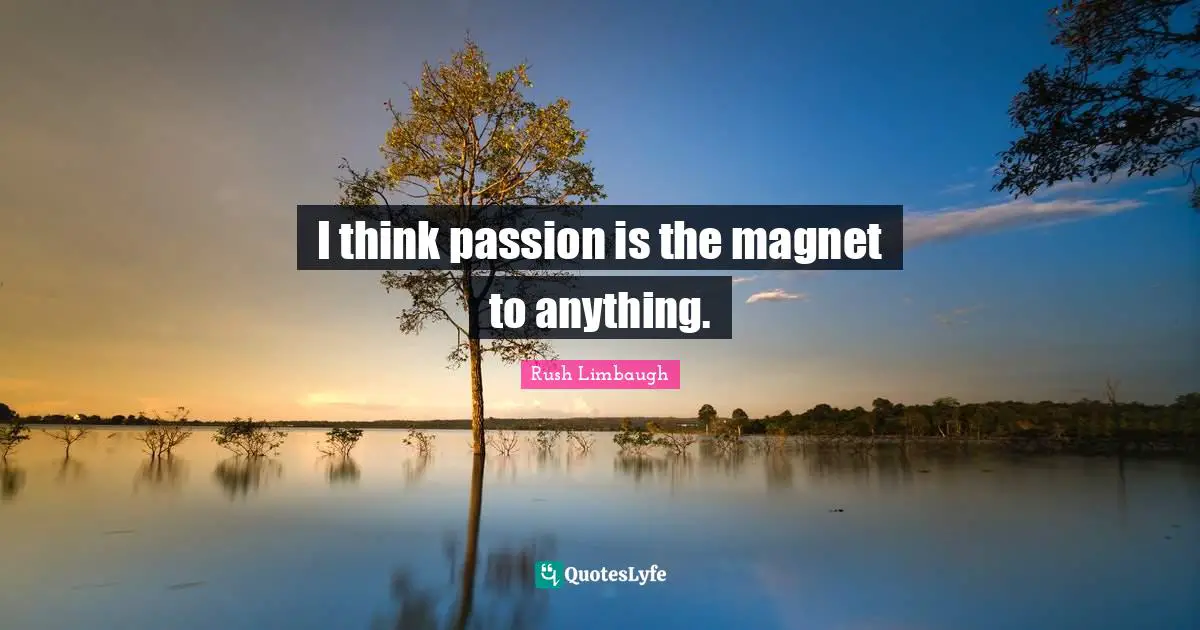 I think passion is the magnet to anything.