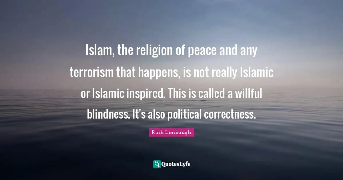 Islam, the religion of peace and any terrorism that happens, is not really Islamic or Islamic inspired. This is called a willful blindness. It's also political correctness.