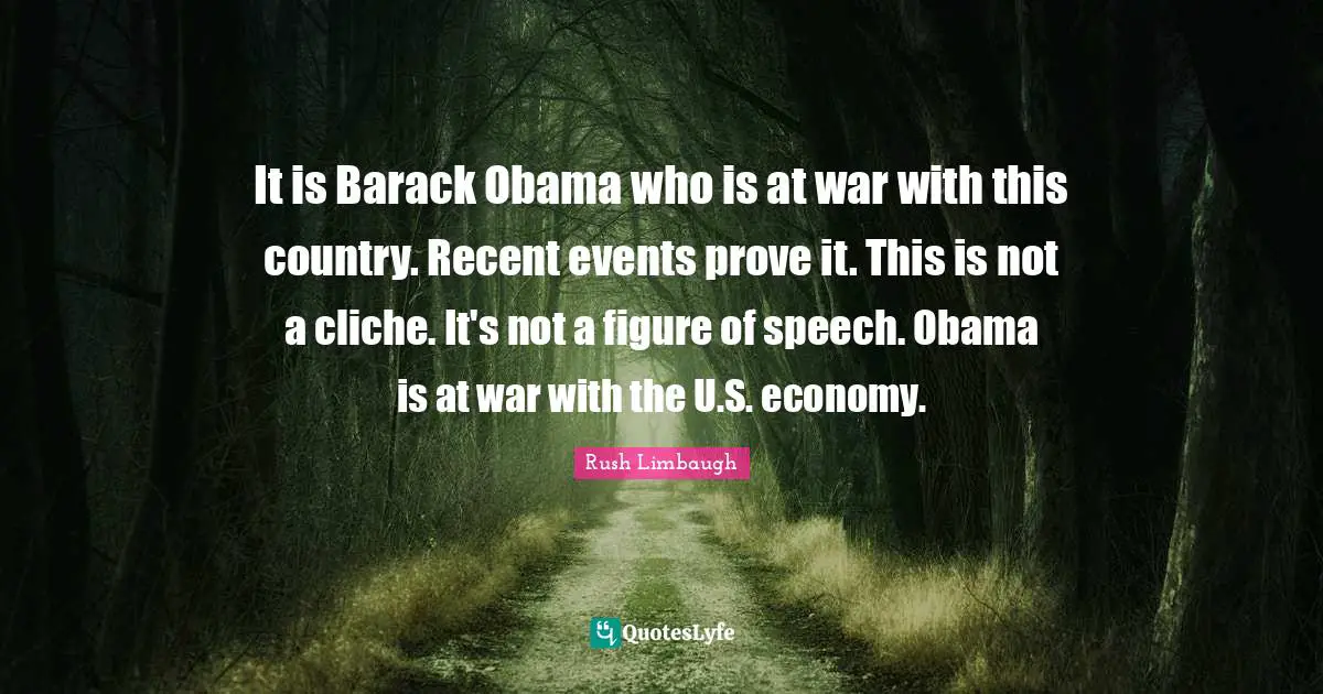 It is Barack Obama who is at war with this country. Recent events prove it. This is not a cliche. It's not a figure of speech. Obama is at war with the U.S. economy.