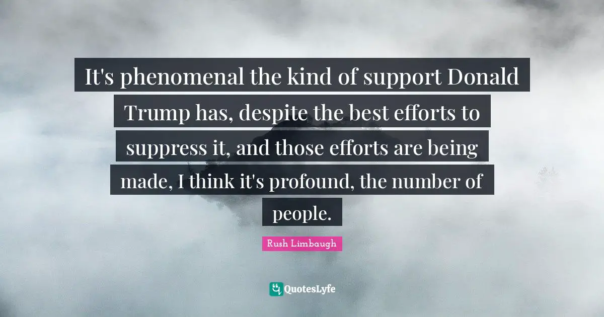 It's phenomenal the kind of support Donald Trump has, despite the best efforts to suppress it, and those efforts are being made, I think it's profound, the number of people.