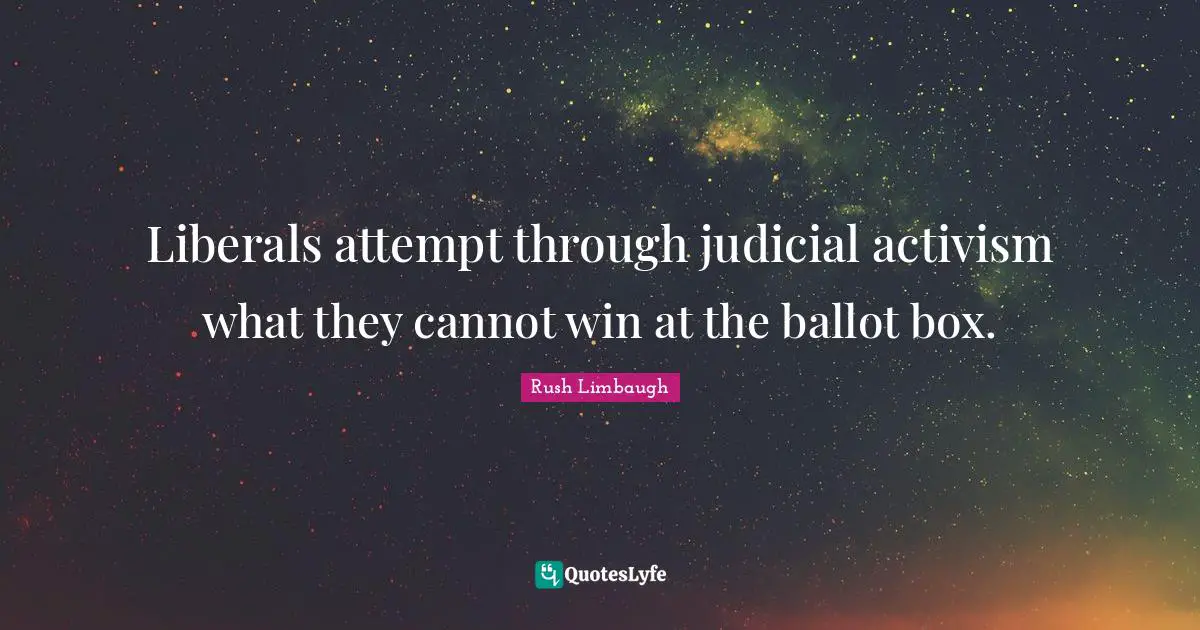 Liberals attempt through judicial activism what they cannot win at the ballot box.