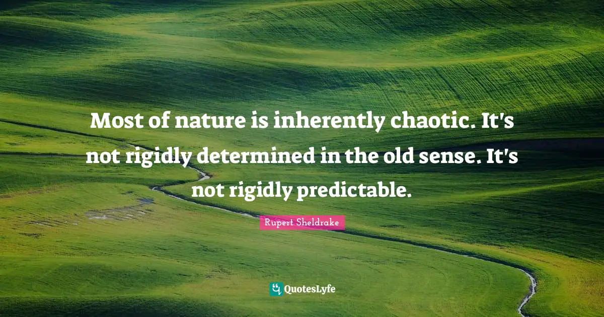 Predictable Quotes: "Most of nature is inherently chaotic. It's not rigidly determined in the old sense. It's not rigidly predictable."