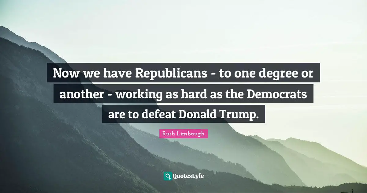 Now we have Republicans - to one degree or another - working as hard as the Democrats are to defeat Donald Trump.