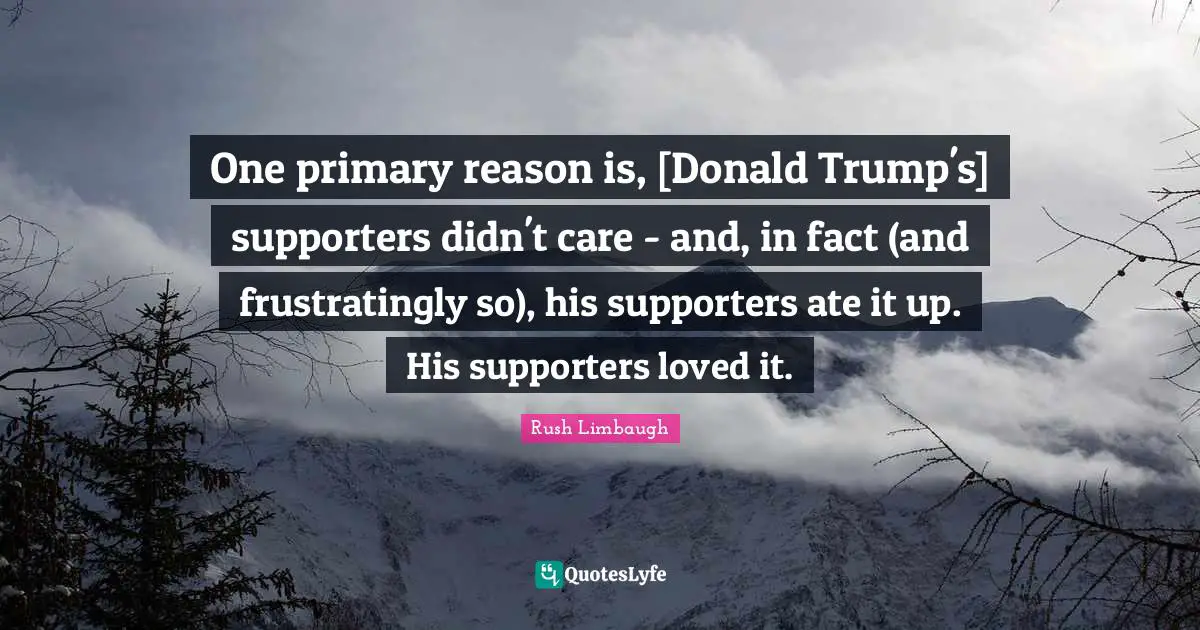 One primary reason is, [Donald Trump's] supporters didn't care - and, in fact (and frustratingly so), his supporters ate it up. His supporters loved it.