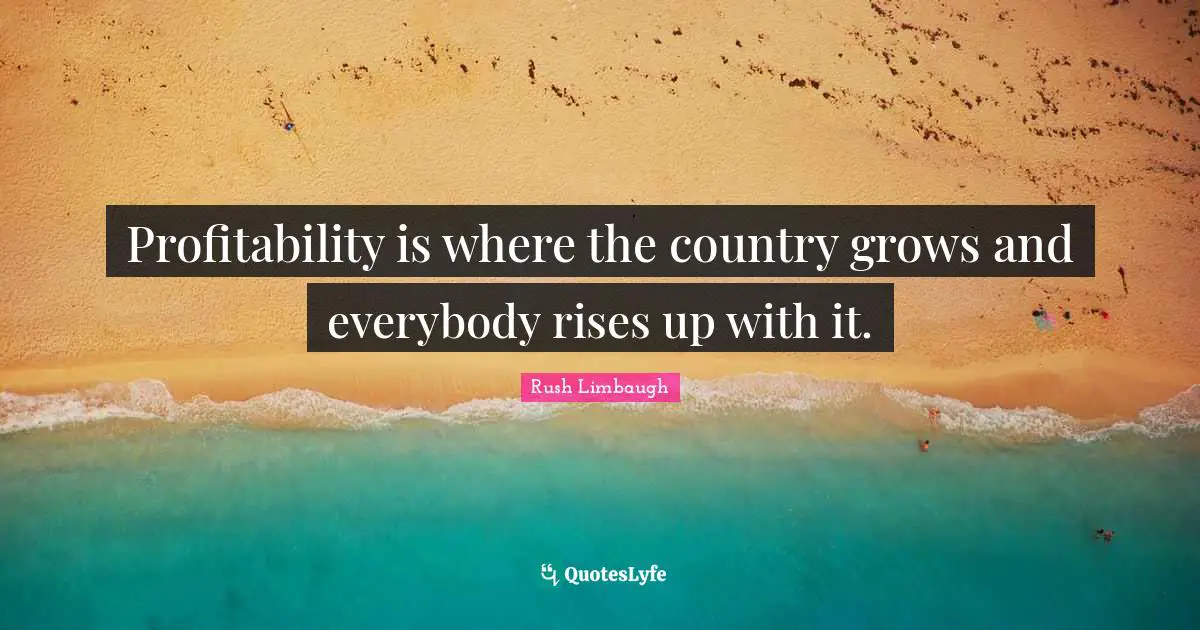 Profitability is where the country grows and everybody rises up with it.