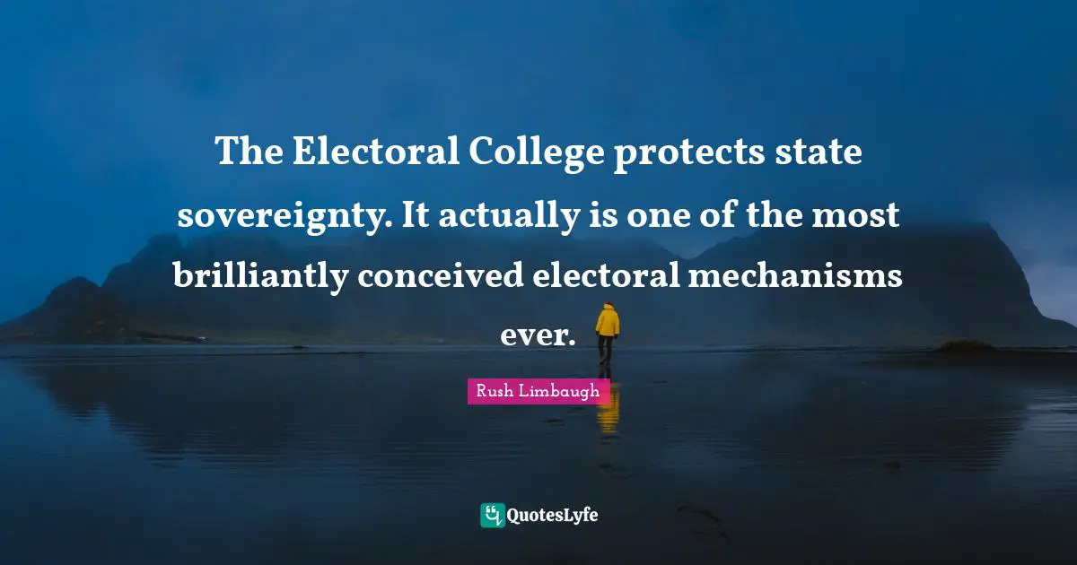 The Electoral College protects state sovereignty. It actually is one of the most brilliantly conceived electoral mechanisms ever.