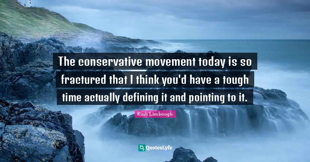 The conservative movement today is so fractured that I think you'd have a tough time actually defining it and pointing to it.