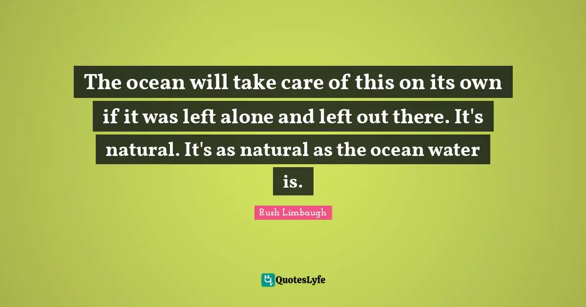 The ocean will take care of this on its own if it was left alone and left out there. It's natural. It's as natural as the ocean water is.