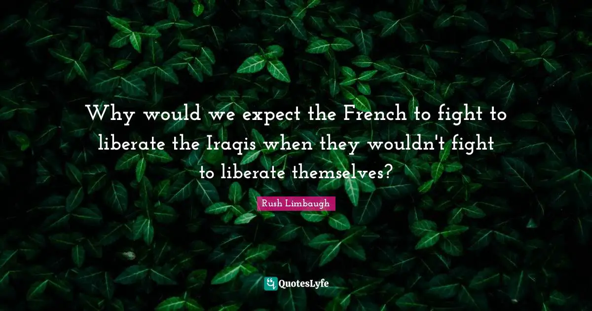 Why would we expect the French to fight to liberate the Iraqis when they wouldn't fight to liberate themselves?
