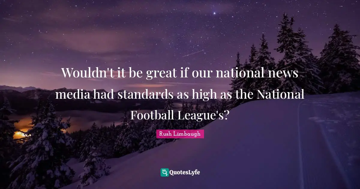 Wouldn't it be great if our national news media had standards as high as the National Football League's?
