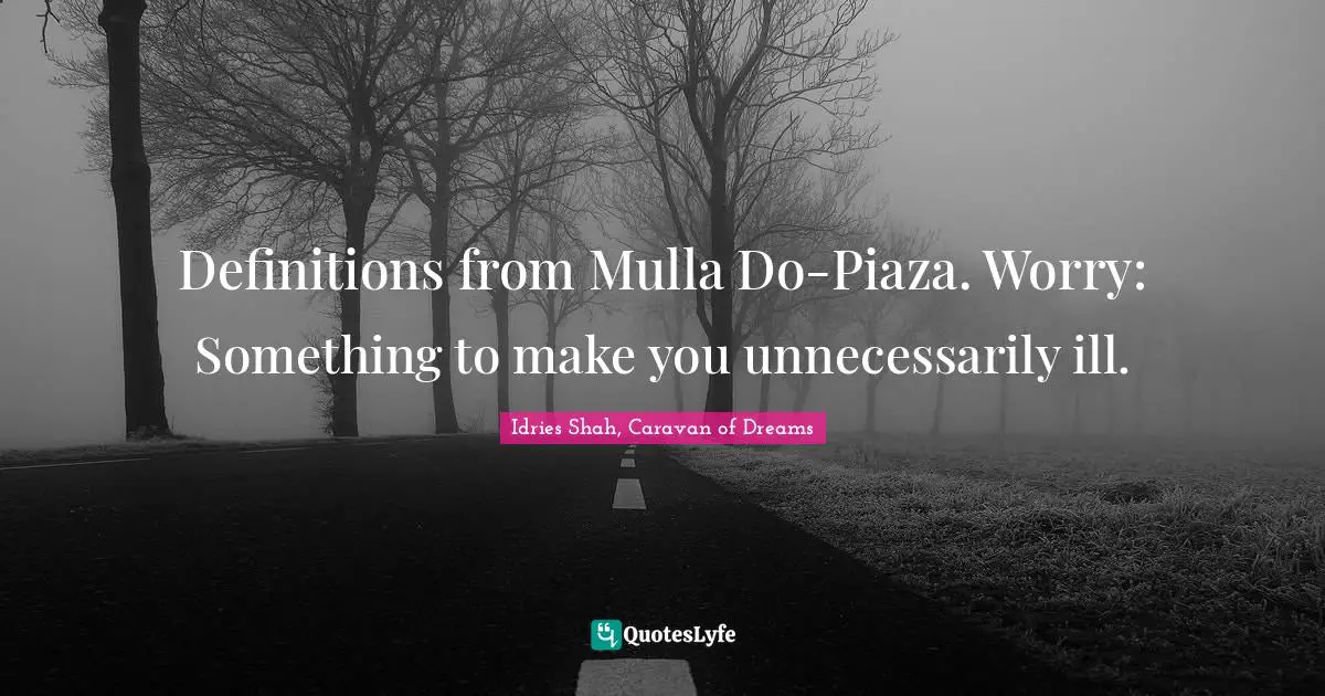 Definitions from Mulla Do-Piaza. Worry: Something to make you unnecessarily ill.