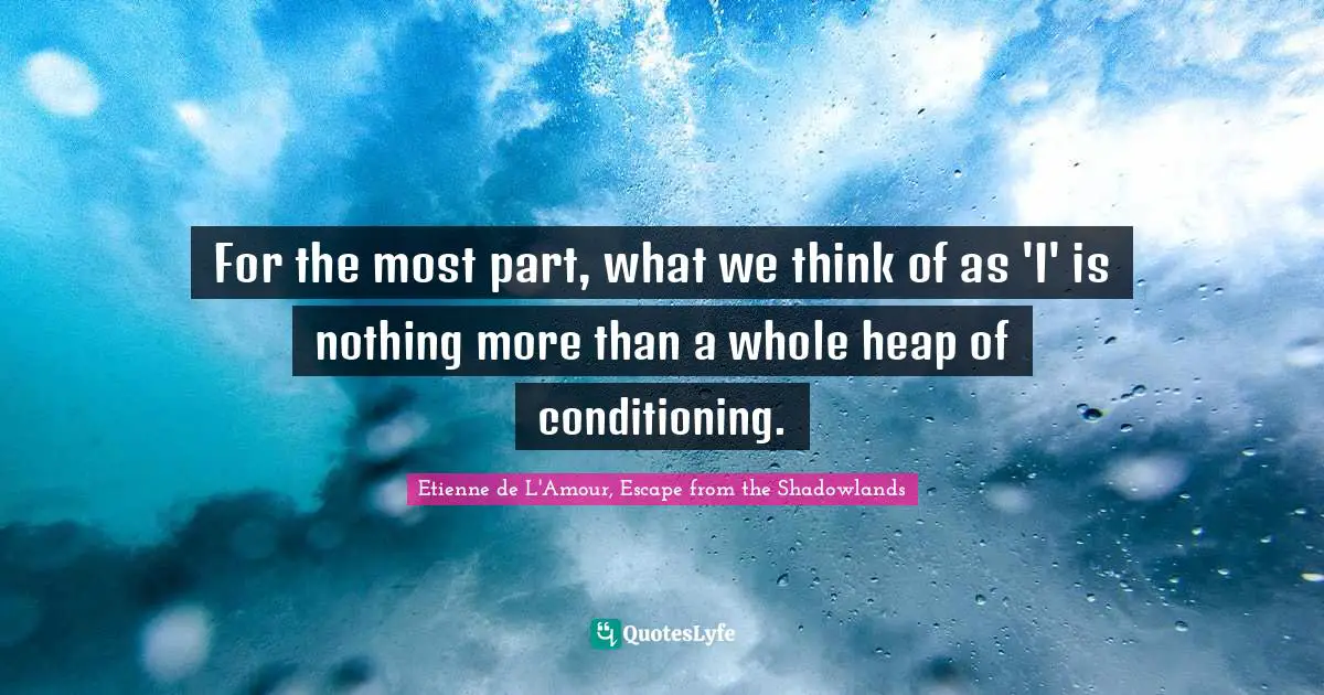 For the most part, what we think of as 'I' is nothing more than a whole heap of conditioning.