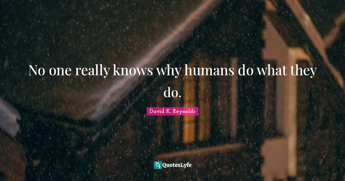 No one really knows why humans do what they do.
