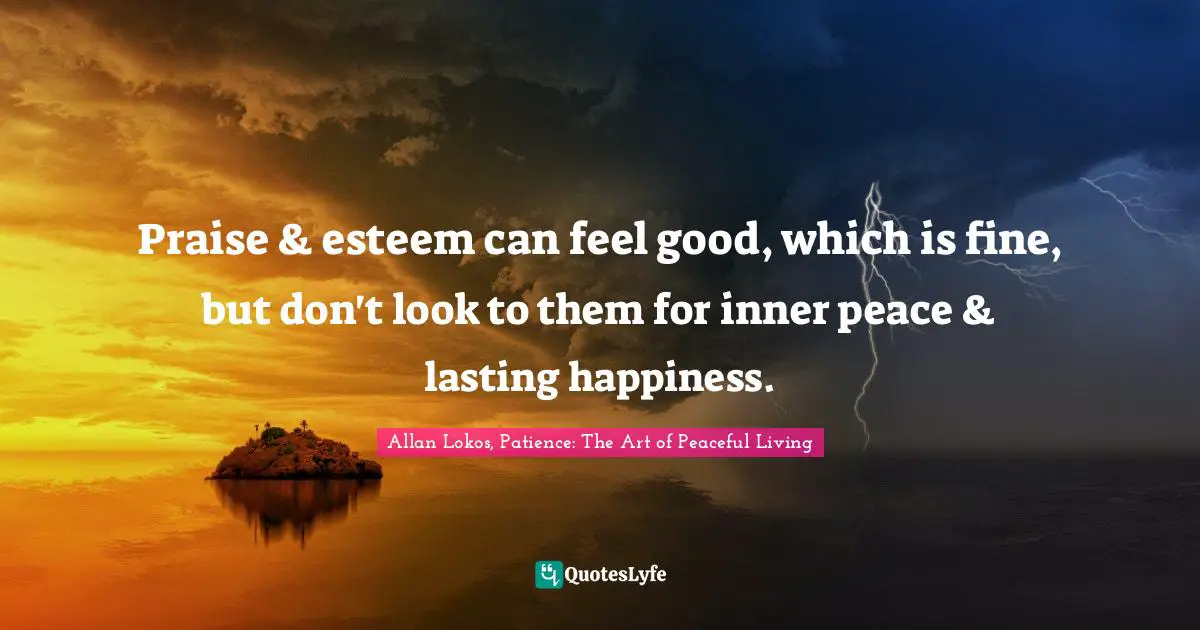 Praise & esteem can feel good, which is fine, but don't look to them for inner peace & lasting happiness.