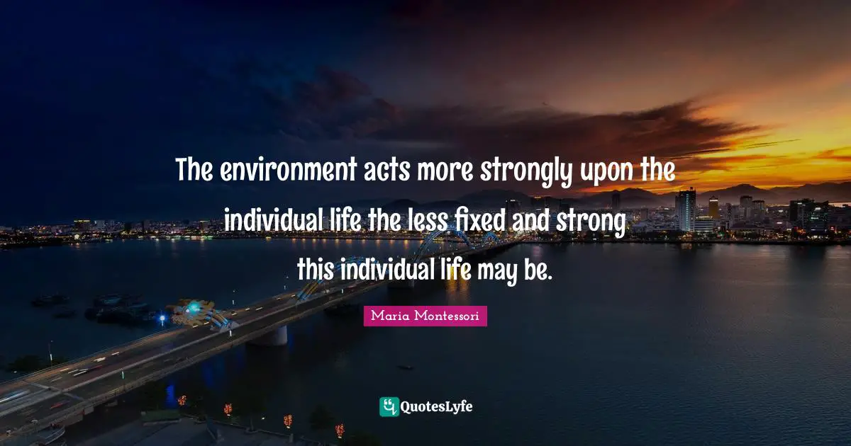 The environment acts more strongly upon the individual life the less fixed and strong this individual life may be.