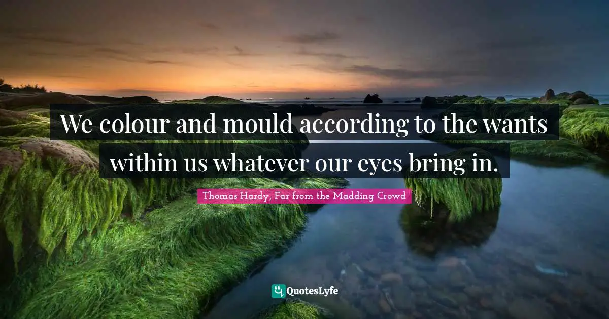 Thomas Hardy, Far From The Madding Crowd Quotes: "We colour and mould according to the wants within us whatever our eyes bring in."