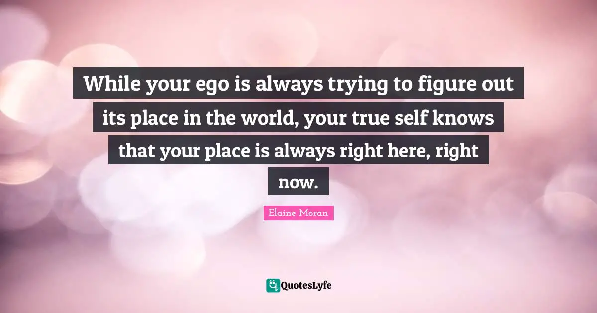 While your ego is always trying to figure out its place in the world, your true self knows that your place is always right here, right now.