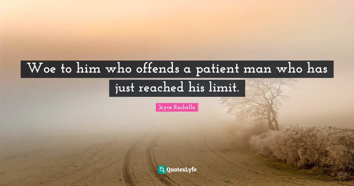 Woe to him who offends a patient man who has just reached his limit.