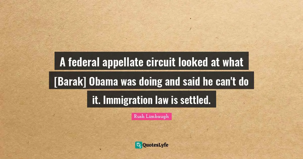 A federal appellate circuit looked at what [Barak] Obama was doing and said he can't do it. Immigration law is settled.