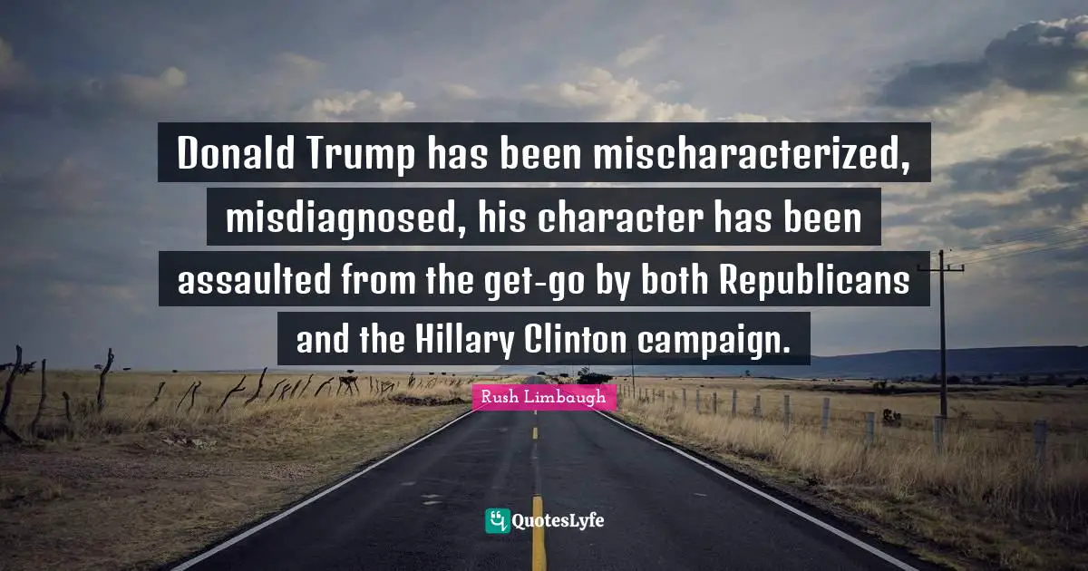 Donald Trump has been mischaracterized, misdiagnosed, his character has been assaulted from the get-go by both Republicans and the Hillary Clinton campaign.