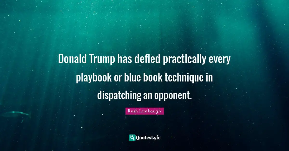 Donald Trump has defied practically every playbook or blue book technique in dispatching an opponent.