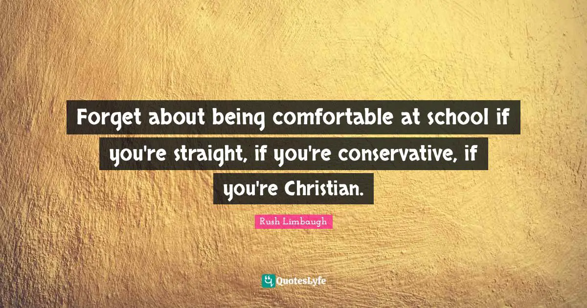 Forget about being comfortable at school if you're straight, if you're conservative, if you're Christian.