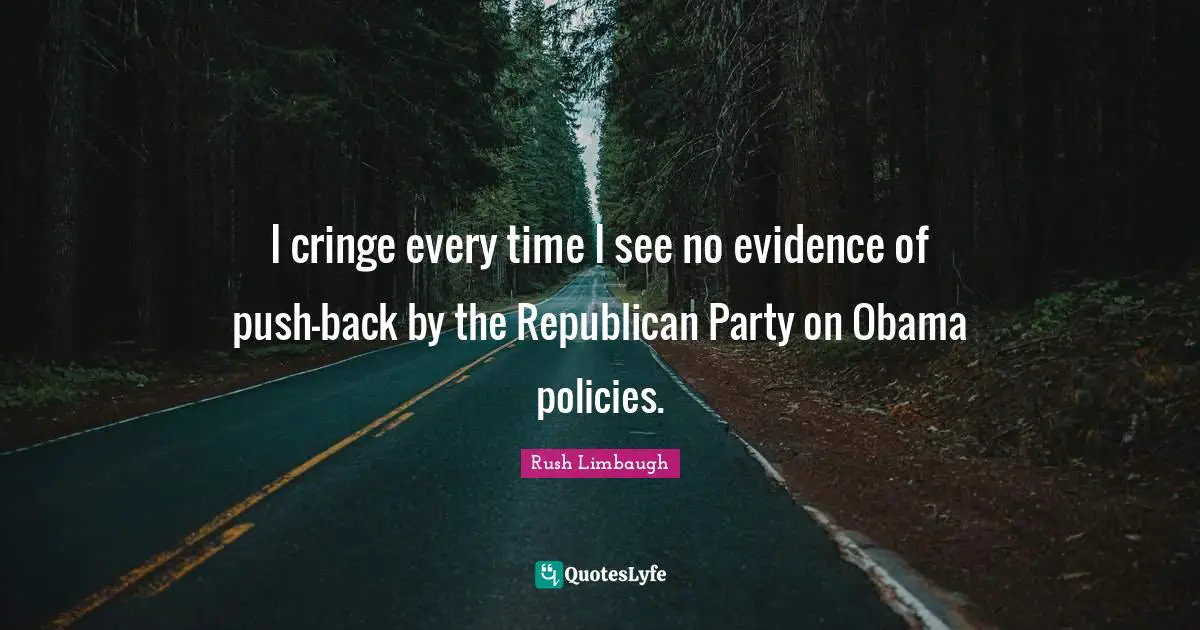 I cringe every time I see no evidence of push-back by the Republican Party on Obama policies.