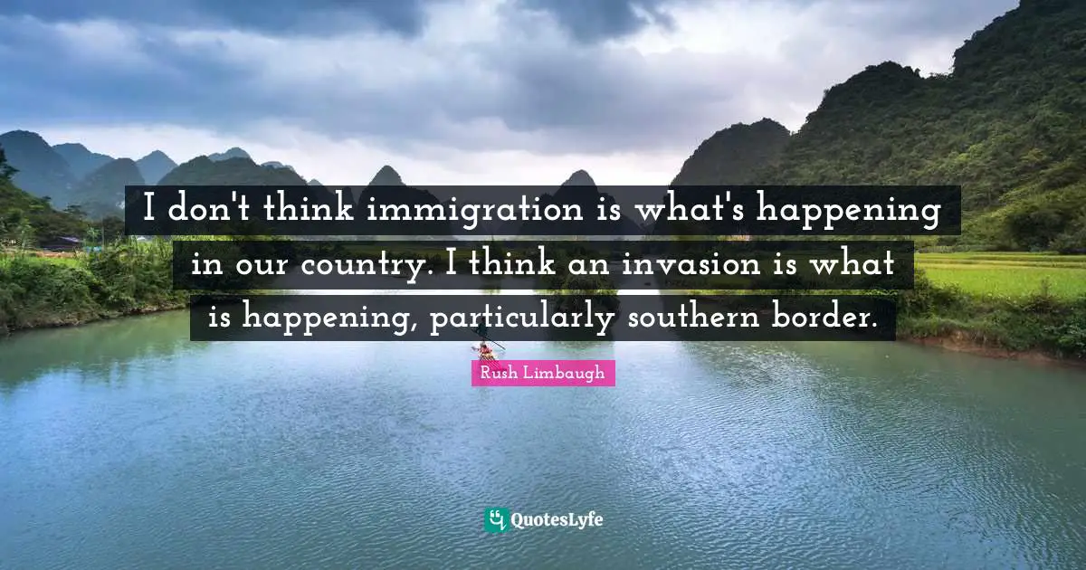 I don't think immigration is what's happening in our country. I think an invasion is what is happening, particularly southern border.
