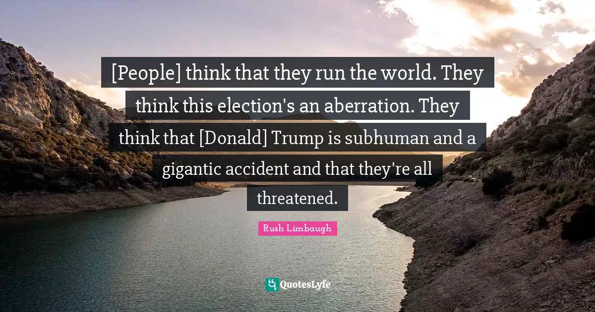 [People] think that they run the world. They think this election's an aberration. They think that [Donald] Trump is subhuman and a gigantic accident and that they're all threatened.