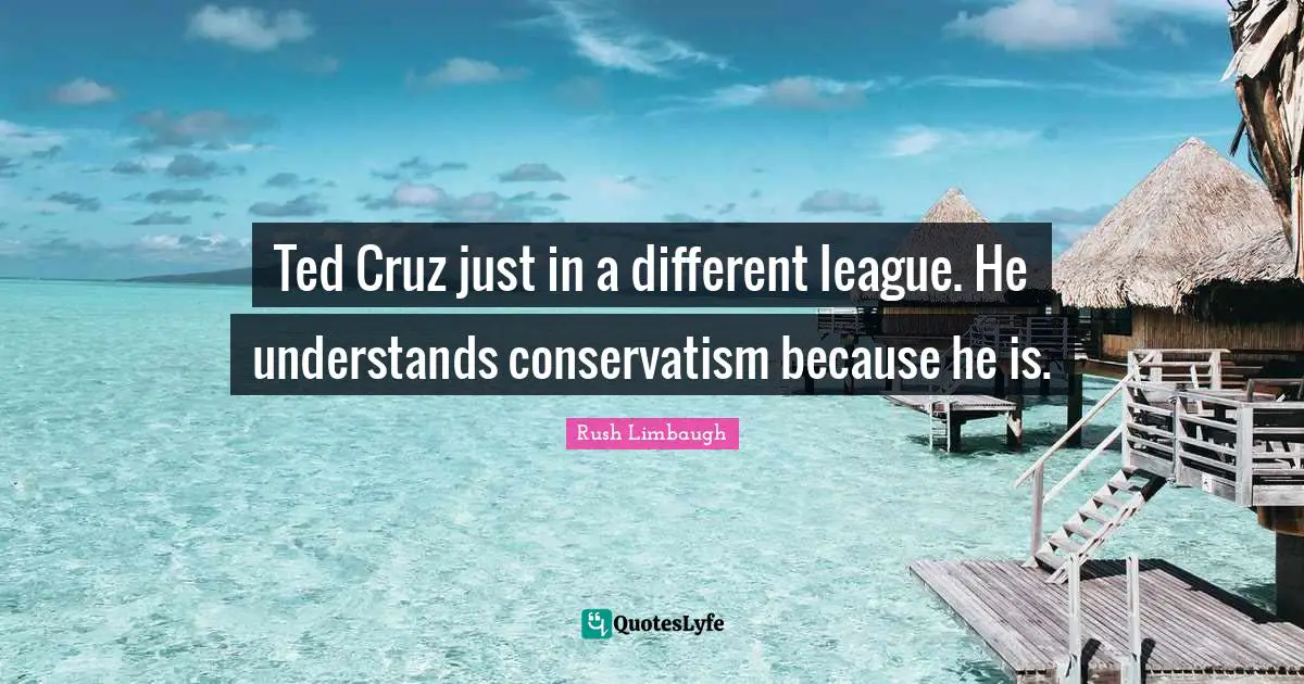 Ted Cruz just in a different league. He understands conservatism because he is.