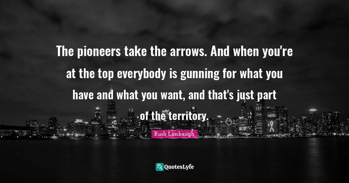 The pioneers take the arrows. And when you're at the top everybody is gunning for what you have and what you want, and that's just part of the territory.